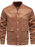 Men's Baseball Collar Snap Down Jacket - Trendsi - Flyclothing LLC