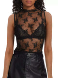 Lace Mock Neck Top - Trendsi - Flyclothing LLC