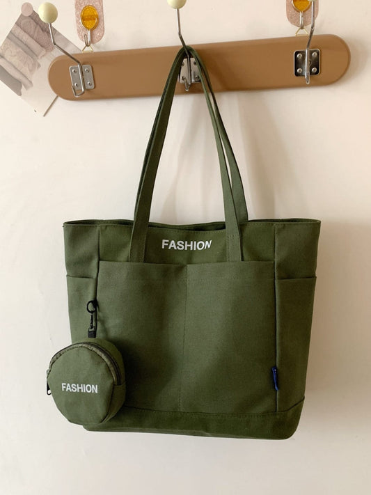 Canvas Tote Bag with Pouch - Trendsi