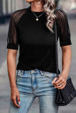 Round Neck Half Sleeve Top - Trendsi - Flyclothing LLC