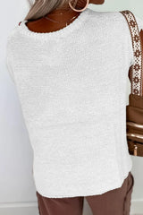 Side Slit Round Neck Knit Top - Trendsi - Flyclothing LLC