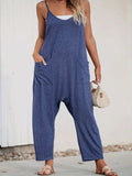 Loose Fit Spaghetti Strap Wide Leg Overalls with Pockets - Trendsi - Flyclothing LLC
