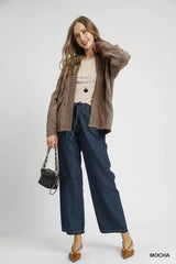 Umgee Chunky Cable Knit Open Front Cardigan - Trendsi - Flyclothing LLC