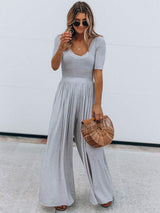 Scoop Neck Short Sleeve Jumpsuit - Trendsi - Flyclothing LLC