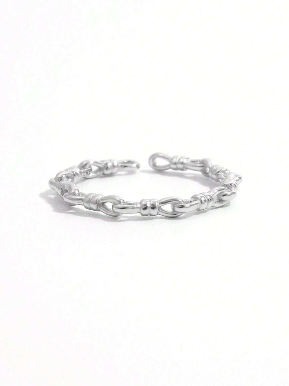 925 Sterling Silver Knot Shape Open Ring - Trendsi - Flyclothing LLC