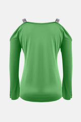Sequin V-Neck Cold Shoulder Top - Trendsi - Flyclothing LLC