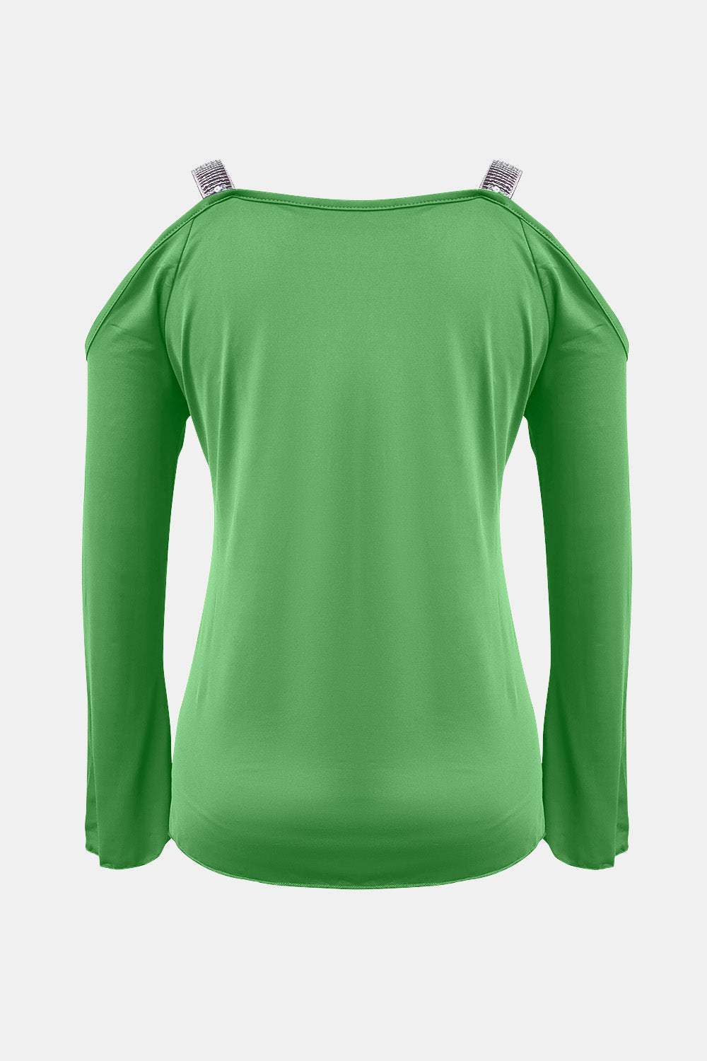 Sequin V-Neck Cold Shoulder Top - Trendsi - Flyclothing LLC