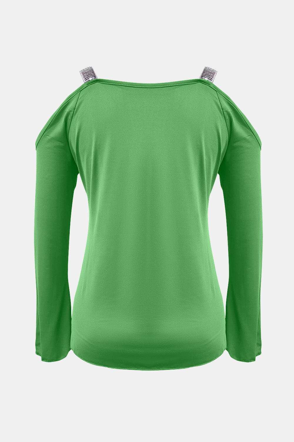 Sequin V-Neck Cold Shoulder Top - Trendsi - Flyclothing LLC