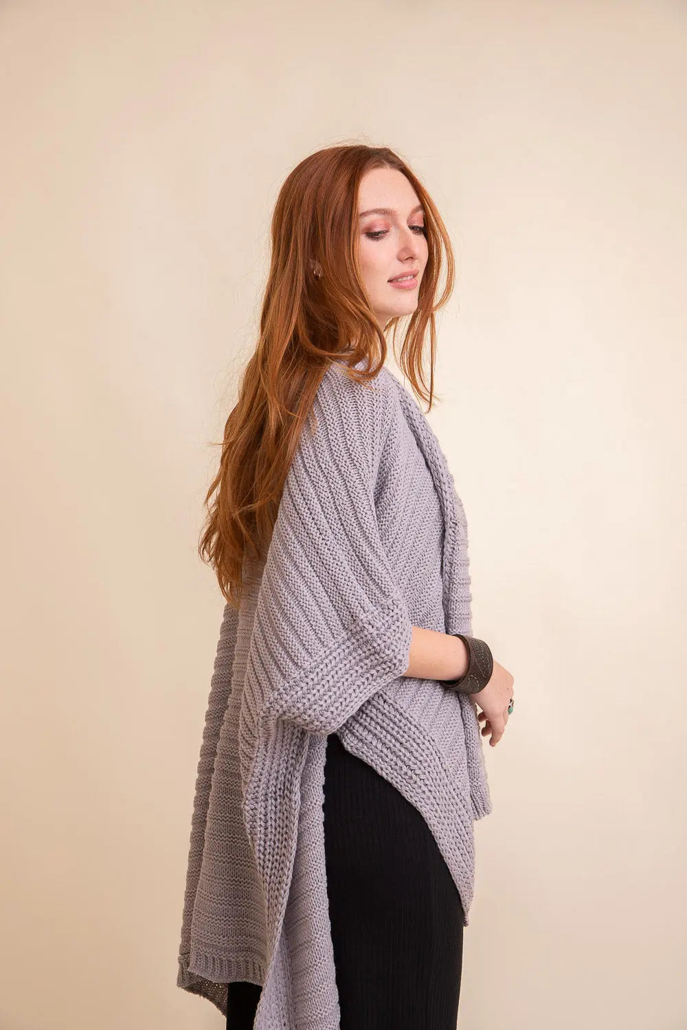Ridged Rib Knit Ruana – Stylish Layering Wrap - Boho Clothing and Accessories - Flyclothing LLC