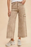 Annie Wear Raw Hem Wide Leg Jeans with Cargo Pockets - Trendsi
