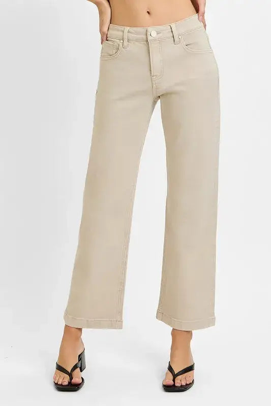 RISEN Full Size Tummy Control Mid Rise Ankle Straight Jeans Plus Size - Trendsi - Flyclothing LLC