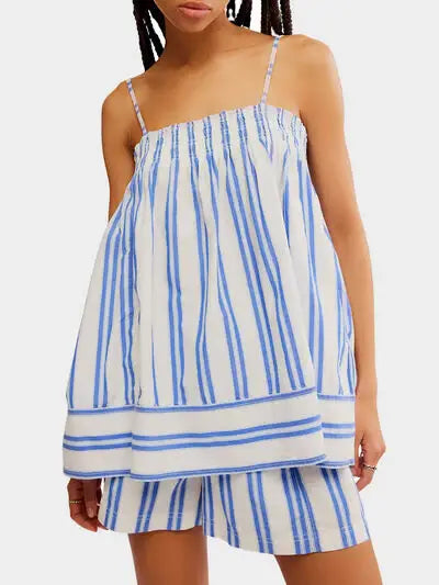 Smocked Square Neck Cami and Shorts Set - Trendsi - Flyclothing LLC
