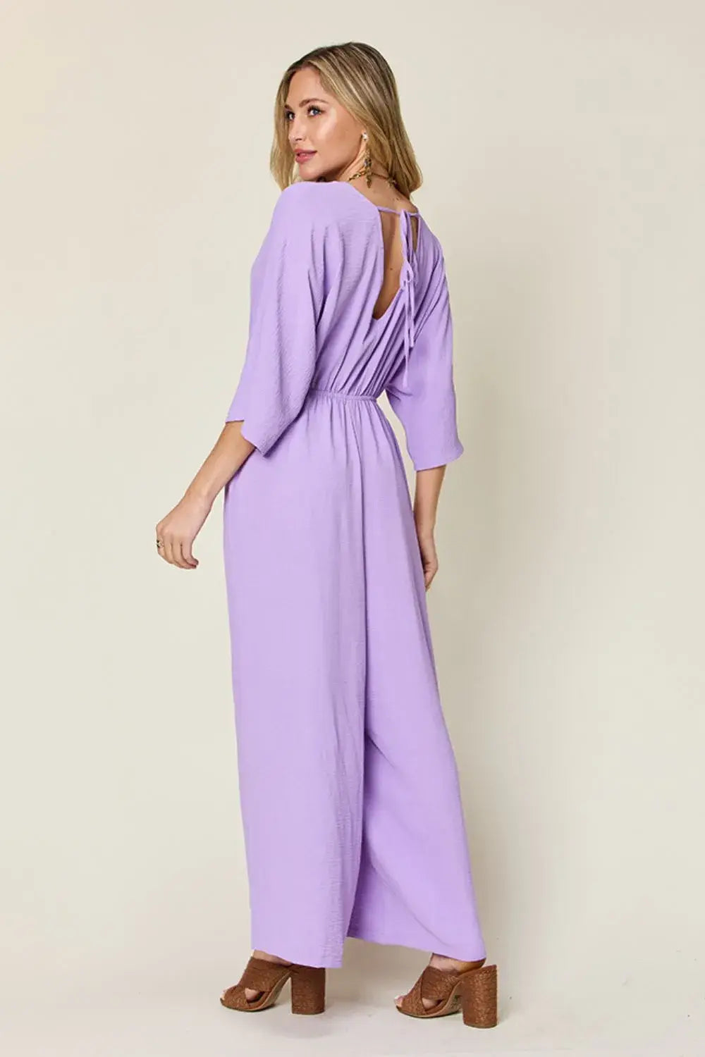 Double Take Full Size Surplice Wide Leg Jumpsuit with Pockets - Trendsi - Flyclothing LLC