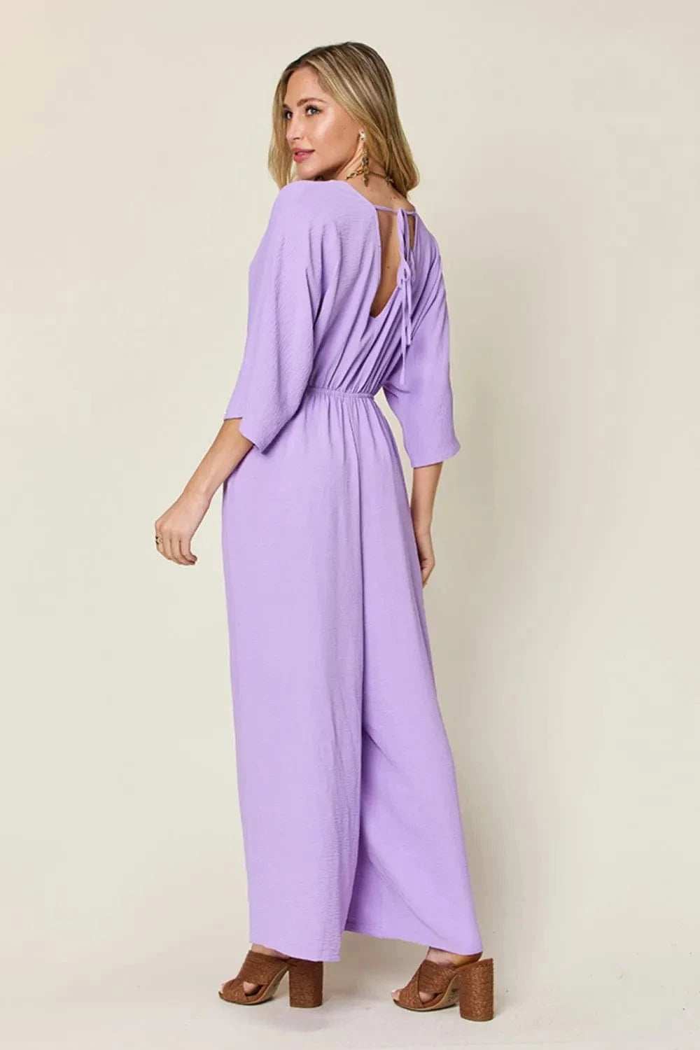 Double Take Full Size Surplice Wide Leg Jumpsuit with Pockets - Trendsi - Flyclothing LLC