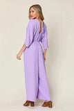 Double Take Full Size Surplice Wide Leg Jumpsuit with Pockets - Trendsi - Flyclothing LLC