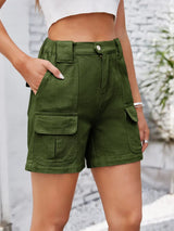 High Waist Washed Denim Shorts - Trendsi - Flyclothing LLC