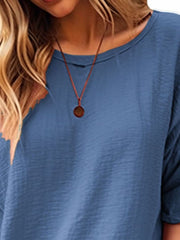 Full Size Round Neck Half Sleeve T-Shirt Plus Size - Trendsi