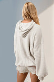 Double Take Full Size Half Zip Long Sleeve Hoodie with Kangaroo Pocket - Trendsi