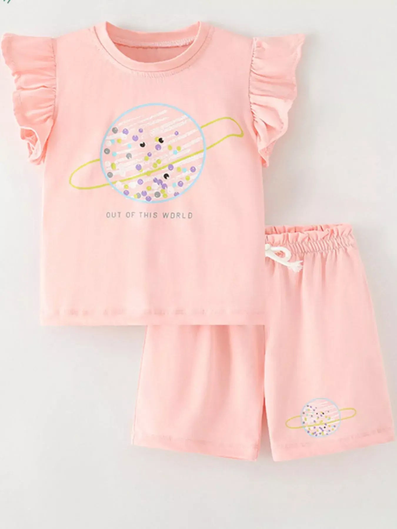 Children's Out of This World Planet Graphic Top and Shorts Set - Trendsi - Flyclothing LLC