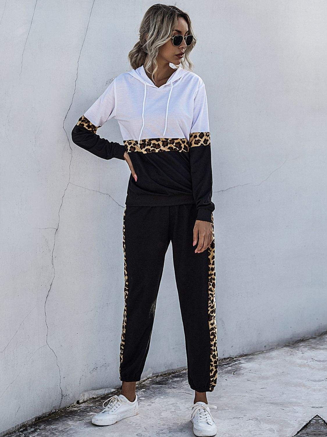 Perfee Contrast Long Sleeve Hooded Top and Joggers Set - Trendsi - Flyclothing LLC