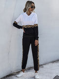 Perfee Contrast Long Sleeve Hooded Top and Joggers Set - Trendsi