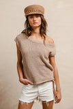 BiBi One Side Off Shoulder Knit Top - Trendsi