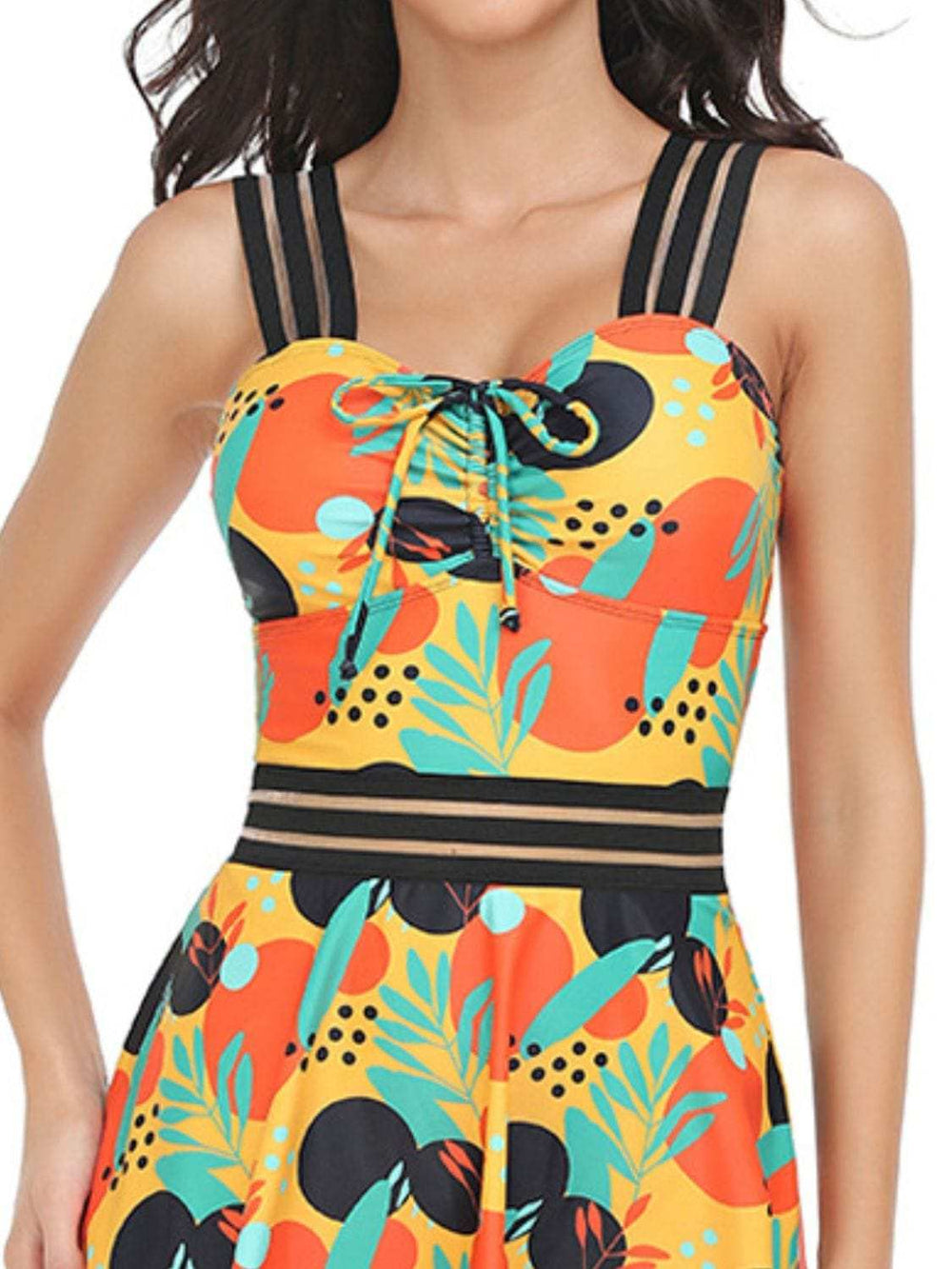 Ruched Printed Sweetheart Neck Two-Piece Swim Set - Trendsi - Flyclothing LLC