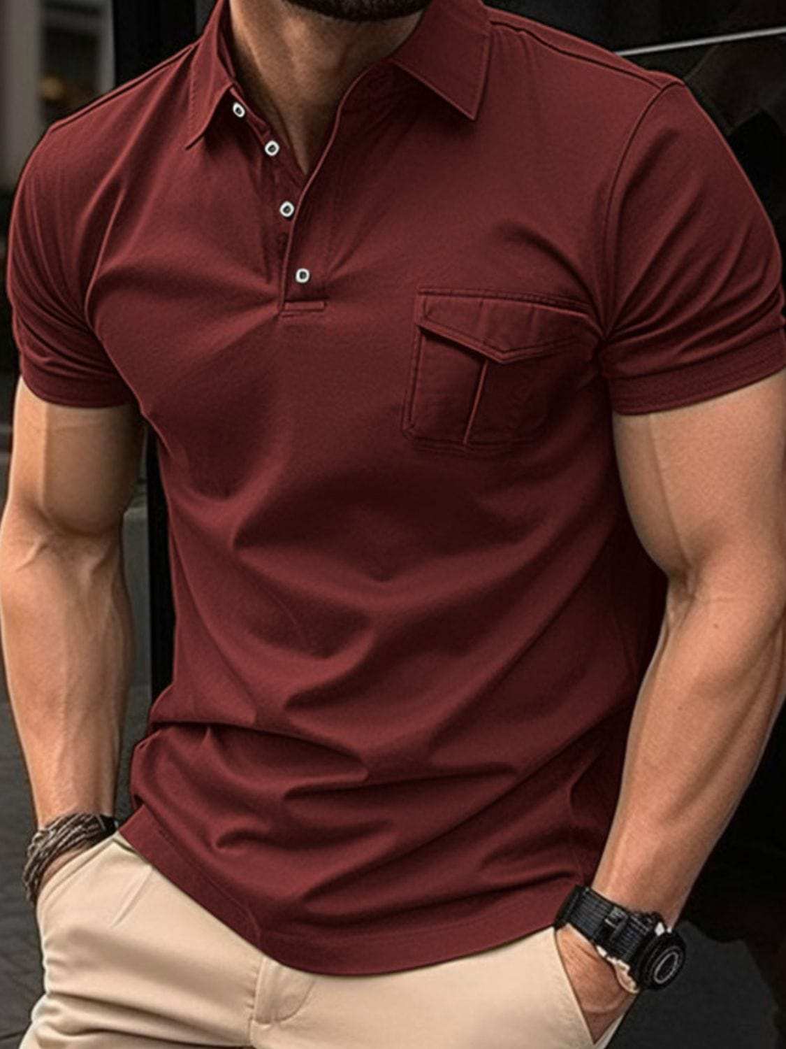 Men's Full Size Collared Neck Short Sleeve Polo Plus Size - Trendsi - Flyclothing LLC