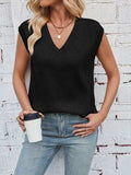 Lovelet Ribbed Slit V-Neck Sweater Vest - Trendsi - Flyclothing LLC