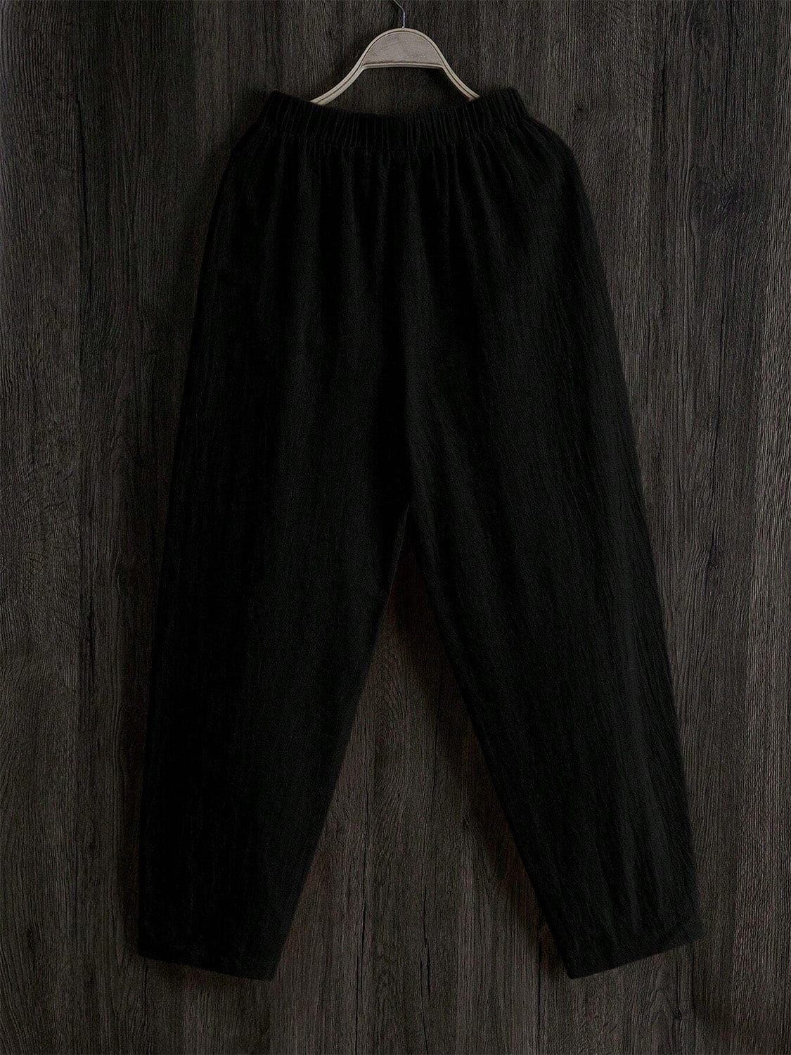 Elastic Waist Pants with Pockets - Trendsi
