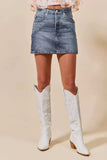 SO ME Washed Denim Mini Skirt with Pockets - Trendsi - Flyclothing LLC