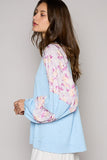 POL Round Neck Balloon Floral Long Sleeve Top - Trendsi