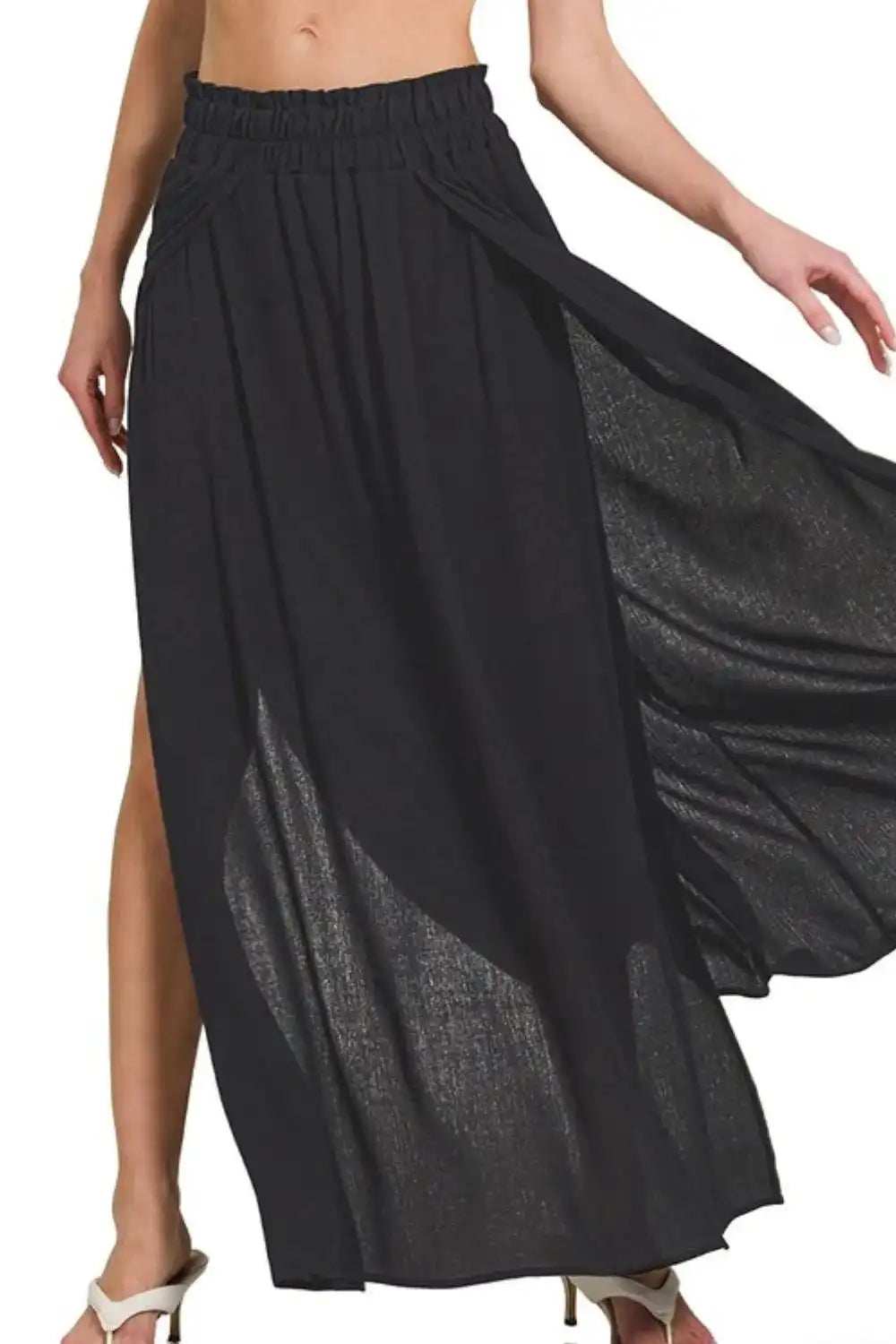 Zenana Woven Crinkle Gauze Long Skirts - Trendsi - Flyclothing LLC