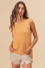 BiBi Textured Sweather Knit Twist Back Sleeveless Top - Trendsi - Flyclothing LLC
