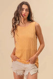 BiBi Textured Sweather Knit Twist Back Sleeveless Top - Trendsi