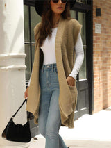 Pocketed Open Front Cap Sleeve Cardigan - Trendsi - Flyclothing LLC