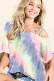 BiBi Tie Dye French Terry Strapped One Shoulder Top - Trendsi - Flyclothing LLC