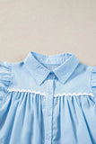 Ruffled Collared Neck Cap Sleeve Shirt - Trendsi - Flyclothing LLC