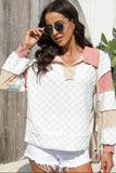 Exposed Seam Side Slit Color Block Long Sleeve Sweatshirt - Trendsi - Flyclothing LLC