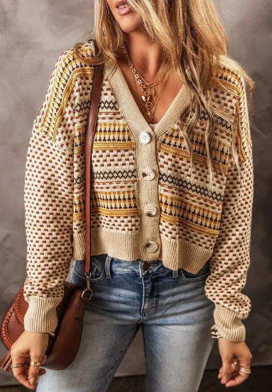 Button Down Long Sleeve Cardigan - Trendsi - Flyclothing LLC