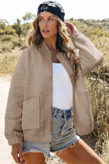 Baseball Collar Floral Quilted Jacket - Trendsi - Flyclothing LLC