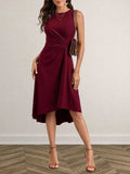 Ruched Round Neck Sleeveless Dress - Trendsi - Flyclothing LLC