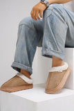 Furry Round Toe Platform Slippers - Trendsi