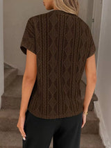 Diamond Pattern Round Neck Top - Trendsi - Flyclothing LLC