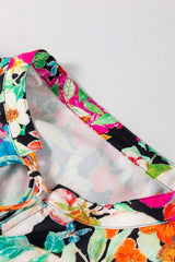 Floral Tie Neck Balloon Sleeve Blouse - Trendsi - Flyclothing LLC