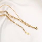 18K Gold-Plated Double Layered Necklace - Trendsi - Flyclothing LLC