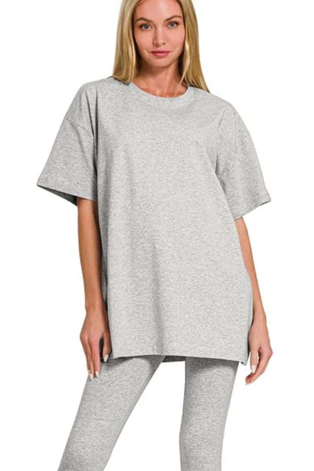 Zenana Cotton Round Neck Top & Legging Set - Trendsi - Flyclothing LLC