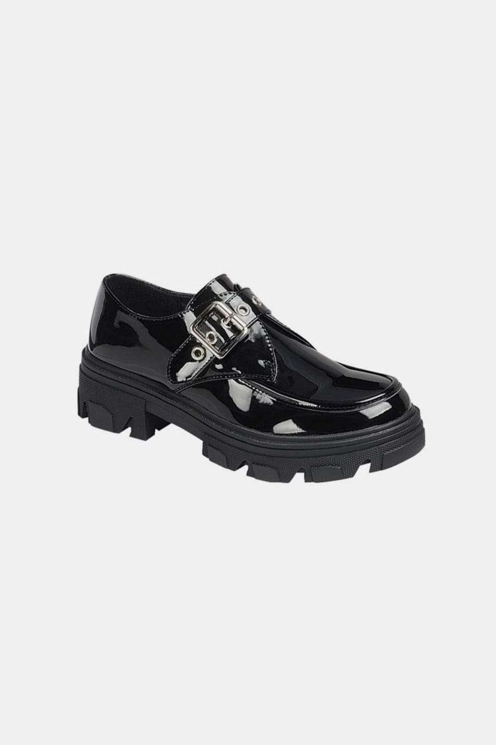 Forever Link Buckled Platform Lug Sole Loafers - Trendsi - Flyclothing LLC