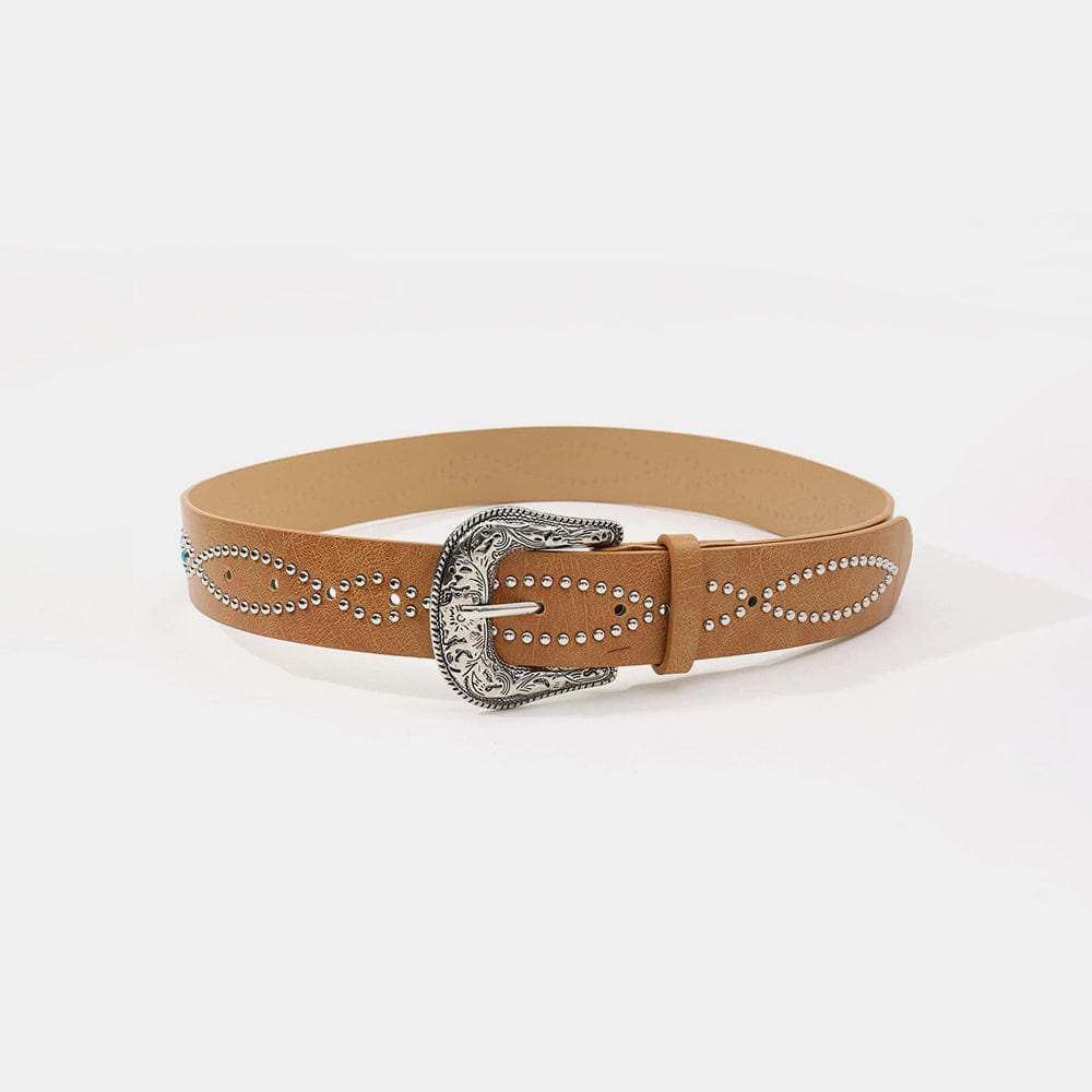 PU Leather Rhinestone Belt - Trendsi - Flyclothing LLC