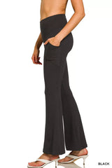 Zenana Brushed Dty Microfiber Flare Pants - Trendsi - Flyclothing LLC